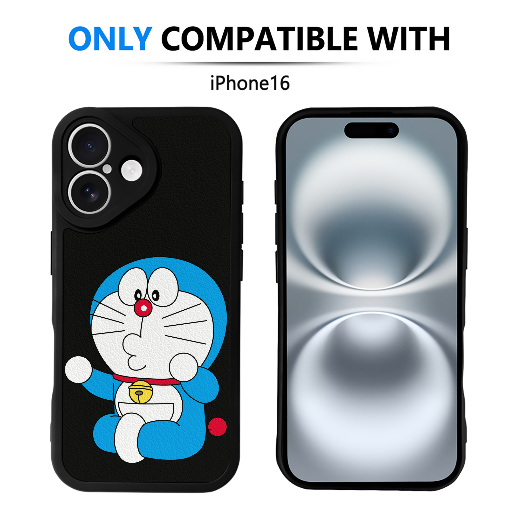 （画像用） ドラえもん Doraemon 【iPhone 16シリーズ対応】シリコンスマホケース（レザー調） 材質：シリコン